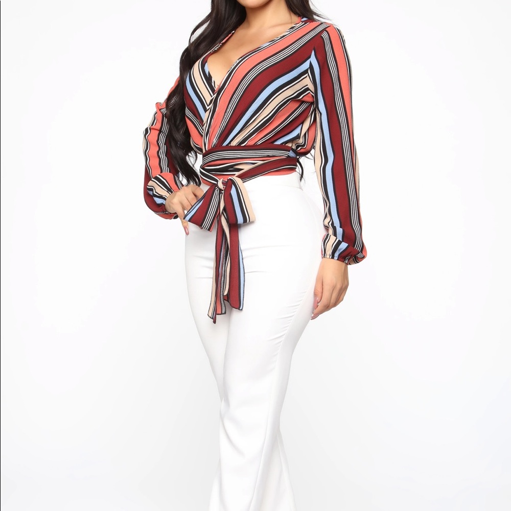 Striped Wrap Top - Picture 5 of 5